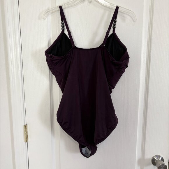 Magicsuit by Miraclesuit Isabel Swimsuit One Piece Prune Purple Size 16 NEW - Picture 5 of 9